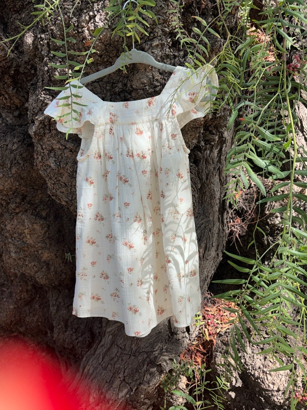 Jamie Kay Cream Dress with Pink Floral Smocking